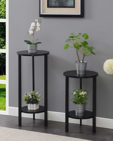 Convenience Concepts Graystone 31 inch 2 Tier Plant Stand, Black/Black - LeafyLoom