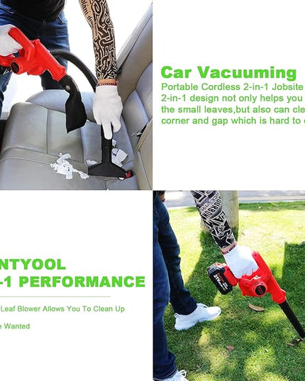 Mini Leaf Blower Red,2-in-1 Cordless Small Blower with 4.0Ah Battery and Charger,21v Blower for Inflating,Blowing Leaf,Clearing Dust & Small Trash,Car by SHINTYOOL - LeafyLoom