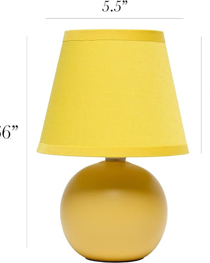 Simple Designs LT2008-YLW Mini Ceramic Globe Table Lamp with Matching Fabric Shade, Yellow - LeafyLoom