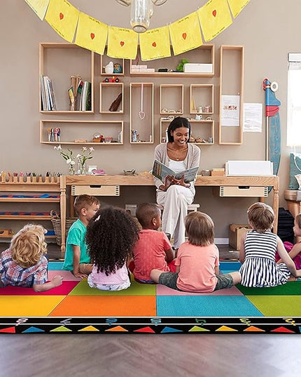 Booooom Jackson Classroom Carpet, Children's Classroom Rug 8'5"x6'5”Kid Rug with Non-Slip Backing,Children's Classroom Educational Seating Carpet Elementary - LeafyLoom