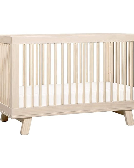 Babyletto Hudson 3-in-1 Convertible Crib with Toddler Bed Conversion Kit in Washed Natural, Greenguard Gold Certified - LeafyLoom