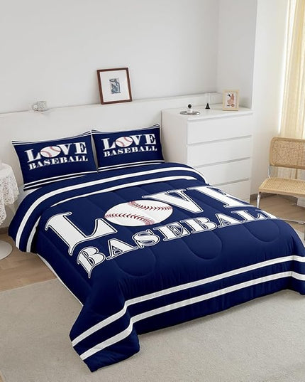 Feelyou Kids Baseball Comforter Set Twin Size Sports Game Bedding Set for Boys Girls Teens Bedroom Decor Baseball Gaming Comforter Gift for Baseball Lover Duvet Set with 1 Pillow Case - LeafyLoom