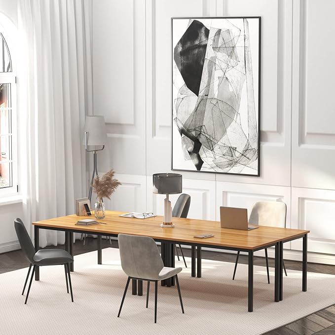 sogesfurniture 55.1 inches Office Desk Computer Desk Gaming Desk Computer Table Sturdy Writing Workstation for Home Office, Teak+Black - LeafyLoom