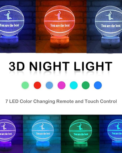 Goodking Basketball 3D Night Lights with Remote & Smart Touch, 7 Colors + 16 Colors Changing Bedside Lamp Birthday Christmas Gift for Sport Fan Boys Girls - LeafyLoom