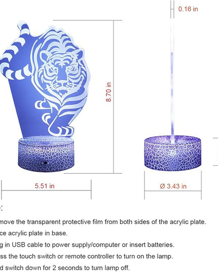 Tiger Gifts Tiger Shape Lamp 16 Colors Desk Table Night Light for Kids Party Supplies Birthday Valentine's Day Christmas Lover Friends - LeafyLoom