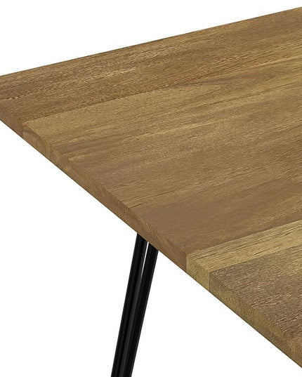 SIMPLIHOME Hunter SOLID MANGO WOOD and Metal Rectangle Industrial Table for The Dining Room, 66 inch, Light Brown - LeafyLoom