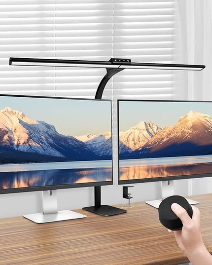 LED Desk Lamp, Office Architectural Desk Lamp, 31.5'' Large Size Office Lighting, 24W 5-Colour LED Computer Monitor Gooseneck Smart Lamp with Holder for Studying, Creating and Reading - LeafyLoom