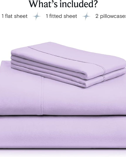 LuxClub 4 PC Sheet Sheets Deep Pockets 18" Eco Friendly Wrinkle Free-Kids-Fitted Sheets Machine Washable Hotel Bedding Silky Soft - Lavender Twin - LeafyLoom