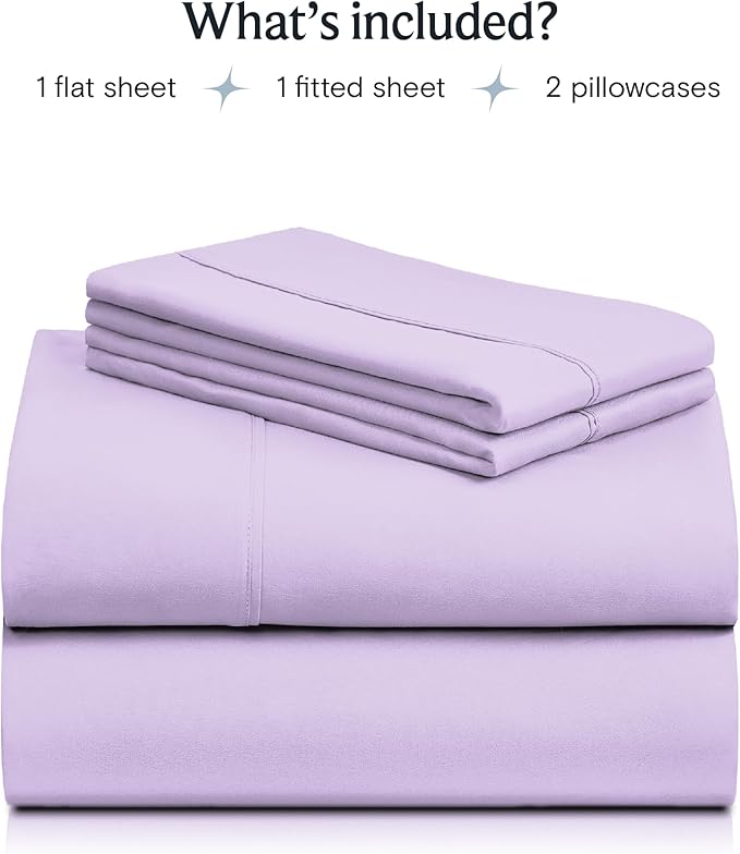 LuxClub 4 PC Sheet Sheets Deep Pockets 18" Eco Friendly Wrinkle Free-Kids-Fitted Sheets Machine Washable Hotel Bedding Silky Soft - Lavender Twin - LeafyLoom