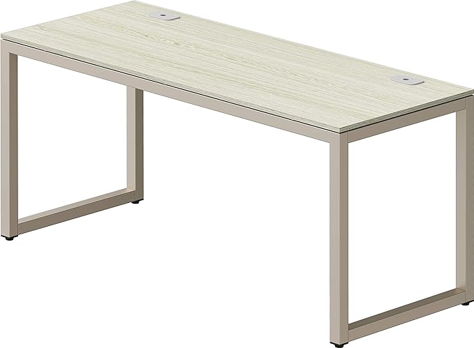 SHW Home Office 55-Inch Large Computer Desk, Maple - LeafyLoom