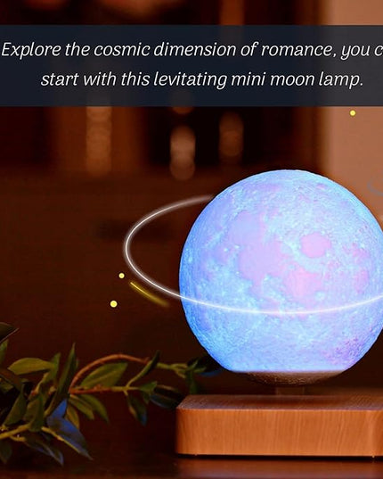 Floating Moon Lamp 16 Colors Magnetic Levitating Moon Light, Great Gift for Family, Kids and Lover for Birthdays, Valentine's Day, Anniversary（Dark Brown Base - LeafyLoom