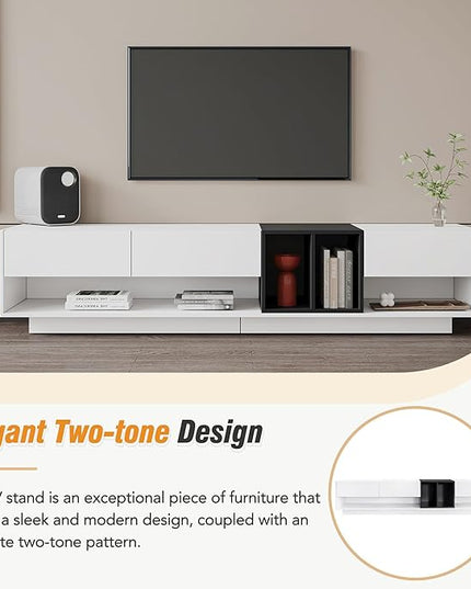 NicBex TV Stand for 80 Inch TV Modern TV Media Console Table with Versatile Compartment,Entertainment Center with Storage for Living Room,74.8 Inch,White - LeafyLoom