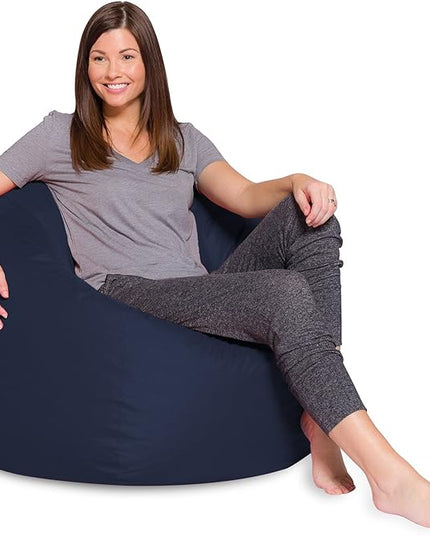 Posh Creations Bean Bag Chair for Kids, Teens, and Adults Includes Removable and Machine Washable Cover, Solid Navy Blue, 48in - X-Large - LeafyLoom
