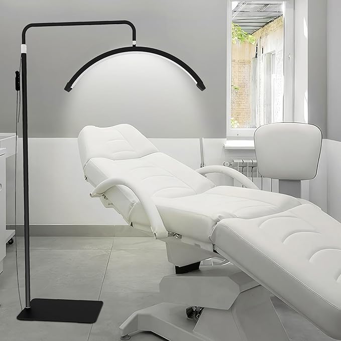 Eyelash LED Floor Lamp, Esthetician Lash Lighting for Lash Extension, Lash Tattoo Lamp for Beauty, Skincare, Lashes, Eyebrows, Filming Content Creation (Black) - LeafyLoom