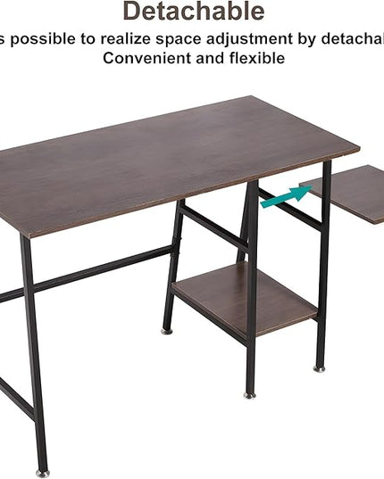 VECELO 43 Inch Home Office Computer Easy to Assemble Simple Table Modern Student Study Desk,Water Proof, Brown - LeafyLoom