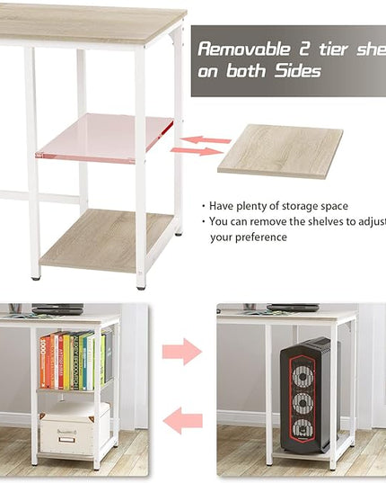 Elephance Large L-Shaped Computer Desk with Shelves, Corner Desk, Home Office Writing Workstation, Gaming Desk PC Latop Table with Storage - LeafyLoom