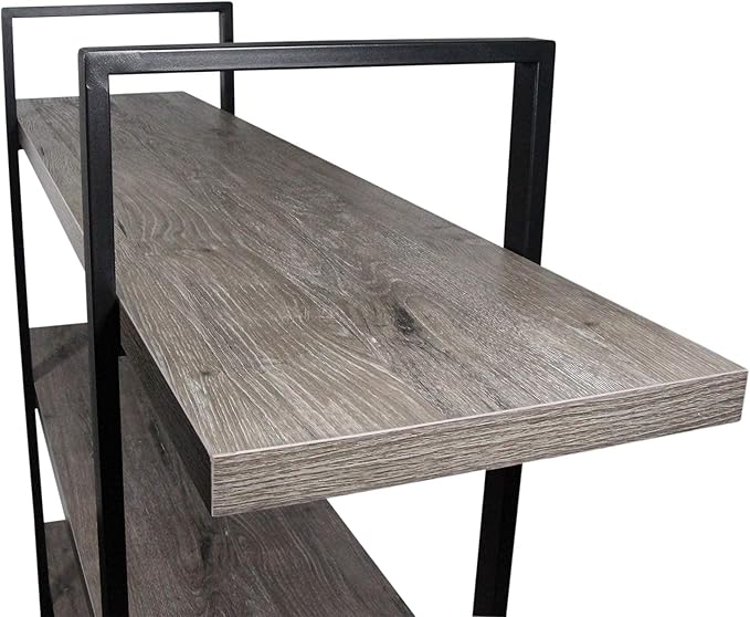 45MinST 4-Tier Vintage Industrial Style Bookcase/Metal and Wood Bookshelf Furniture for Collection, Gray Oak, 3/4/5 Tier (4-Tier) - LeafyLoom