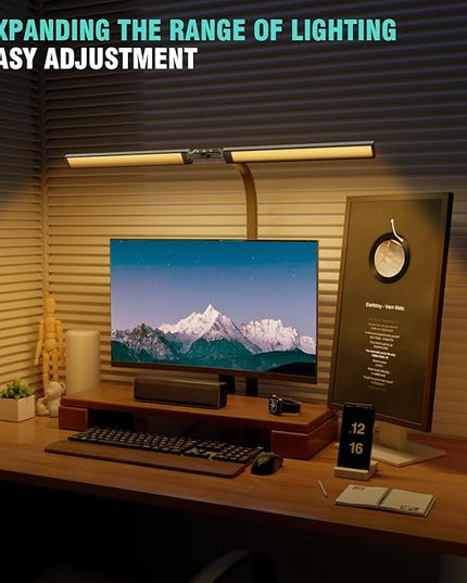 LED Desk Lamp for Home Office, Eye Caring Desk Light with Dimming Adjustable Flexible Gooseneck, Desk Lamp for Reading, Study, Workbench (Black) - LeafyLoom