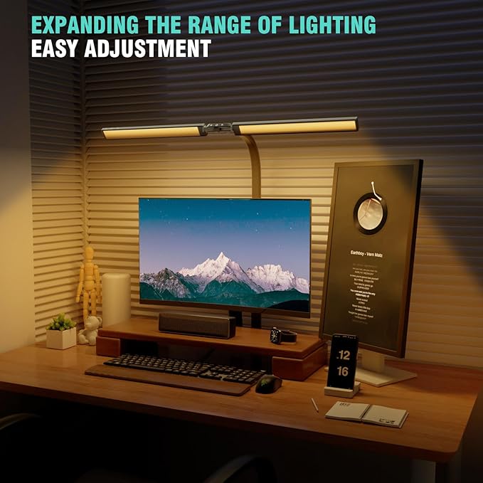LED Desk Lamp for Home Office, Eye Caring Desk Light with Dimming Adjustable Flexible Gooseneck, Desk Lamp for Reading, Study, Workbench (Black) - LeafyLoom