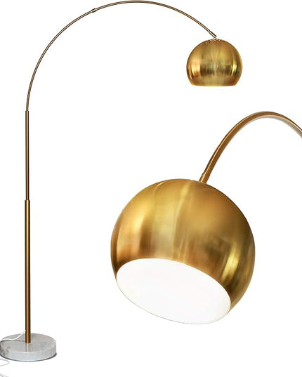 Brightech Olivia Floor Lamp, Arc Lamp for Living Rooms, Standing Lamp with LED Light Bulbs for Bedroom Reading, Great Living Room Décor, Tall Lamp for Offices – Brass/Gold - LeafyLoom
