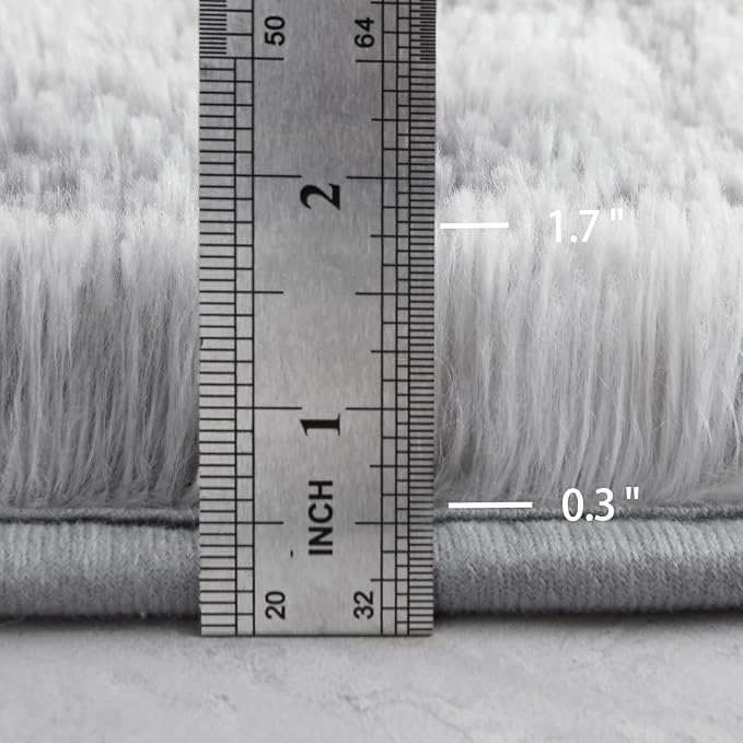 4x6 Large Area Rugs for Living Room, Super Soft Fluffy Modern Bedroom Rug, Tie-Dyed Light Grey Indoor Shag Fuzzy Carpets for Girls Kids Nursery Room Home Decor - LeafyLoom