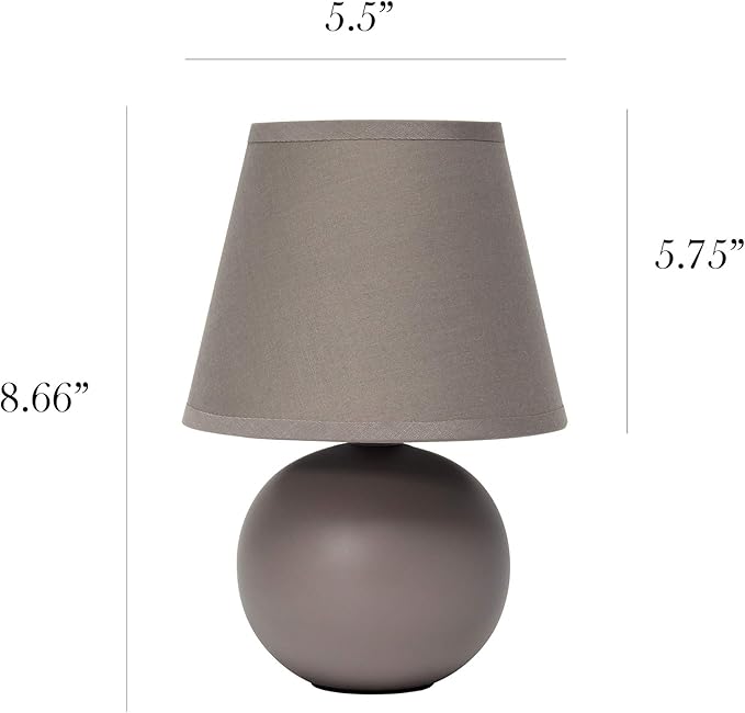 Simple Designs LT2008-GRY Mini Ceramic Globe Table Lamp Gray (Pack of 18) - LeafyLoom