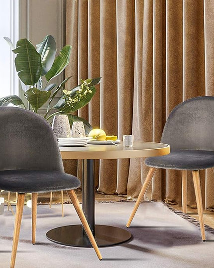 CangLong Modern Set of 2 Dining Chairs Mid Century Modern Accent Velvet Upholstered Leisure Side Chairs with Gold Metal Legs forDining, Living, Kitchen, Bedroom, Guest Room, Light Grey - LeafyLoom
