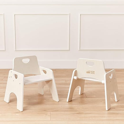 ECR4Kids Stackable Wooden Toddler Chair, 10in, Kids Furniture, White Wash, 2-Pack - LeafyLoom
