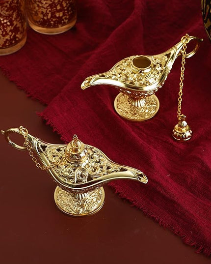 6 Pieces Magic Lamp Halloween Vintage Legend Lamp Wishing Light Costume Lamp Classic Costume Props Lamp Tabletop Decoration for Arabian Costume Props Home Party Birthday Wedding Delicate Gift (Gold) - LeafyLoom