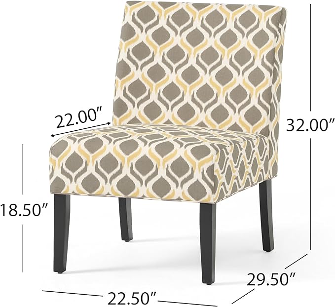 Christopher Knight Home Kassi Fabric Dining Chair, Yellow / Gray - LeafyLoom