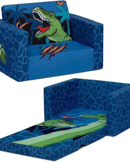 Delta Children Dinosaur Cozee Flip-Out Chair For Relaxing- 2-in-1 Convertible Lightweight,Portable Chair to Lounger for Toddlers & Kids - LeafyLoom