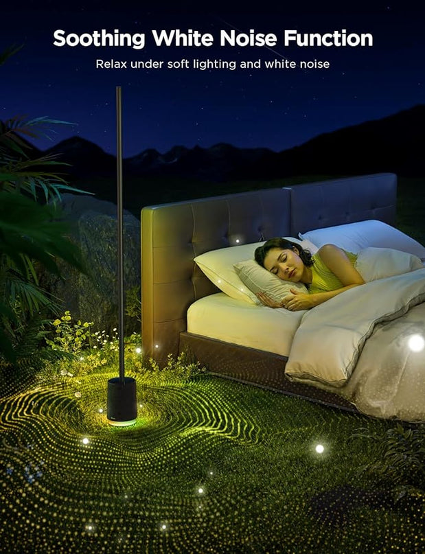Govee Floor Lamp Pro, RGBIC LED Lamp with Bluetooth Speaker and White Noise, 2100 Lumens Standing Lamp, Works with Alexa, 16 Million Colors, Music Sync, Floor Lamp for Bedroom, Living Room, Black - LeafyLoom
