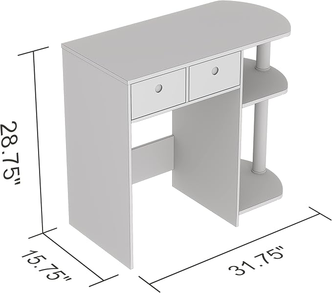 Safdie Small Computer Space-Saver Writing 2 Storage Drawers-Sturdy Study, Work Table-Compact Home, Living, Dorm Room,Bedroom, Office Modern Student, Gamer Desk, One Size, Dark Taupe - LeafyLoom