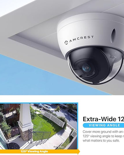 Amcrest UltraHD 4K (8MP) Outdoor Security POE IP Camera, 3840x2160, 98ft NightVision, 2.8mm Lens, IP67 Weatherproof, IK10 Vandal Resistant Dome, MicroSD Recording, White (IP8M-2493EW) Amcrest