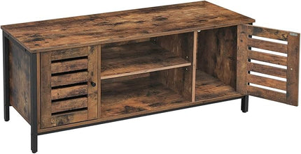 VASAGLE TV Stand for 50 Inches Televisions, Entertainment Center with Storage Shelves, Cabinet with Louvered Doors, 43.3‘’, Rustic Brown - LeafyLoom