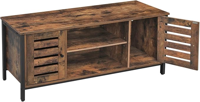 VASAGLE TV Stand for 50 Inches Televisions, Entertainment Center with Storage Shelves, Cabinet with Louvered Doors, 43.3‘’, Rustic Brown - LeafyLoom