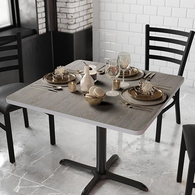Flash Furniture 36" Square Table Reversible Laminate Top, White/Gray - LeafyLoom
