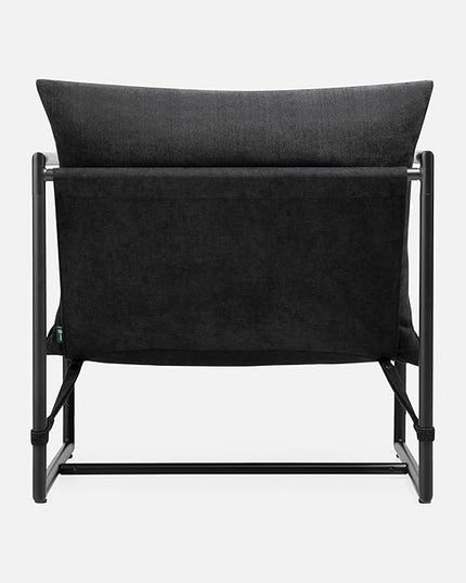 ZINUS Aidan Sling Accent Chair, Pack of 2, Metal Framed Armchair with Shredded Foam Cushioning, Black - LeafyLoom