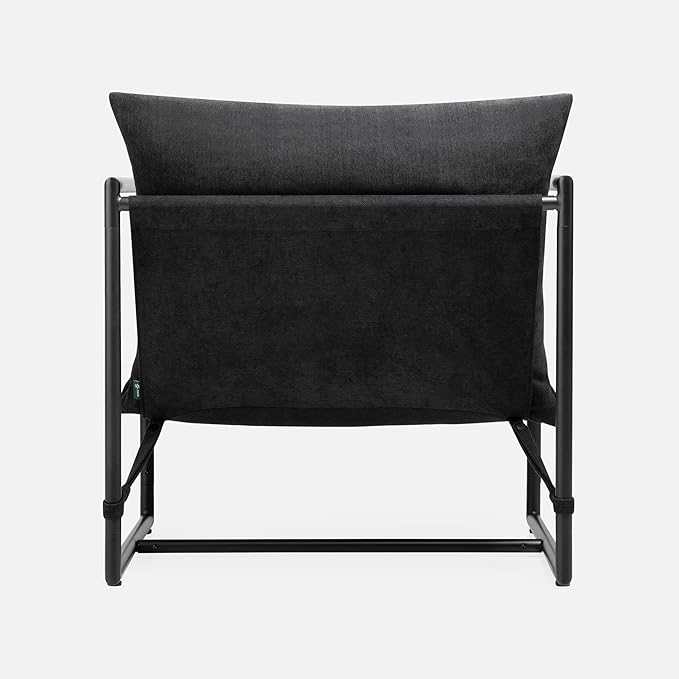 ZINUS Aidan Sling Accent Chair, Pack of 2, Metal Framed Armchair with Shredded Foam Cushioning, Black - LeafyLoom