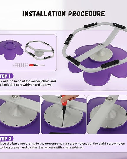 Kids Swivel Chair, Seat and Spinning Chair, Body Coordination Training Chair, Purple Petal Non Slip Sensory Toys 360° Spinning Chair for Autistic Kids Aged 3+, Improving Toddler's Physical Fitness - LeafyLoom