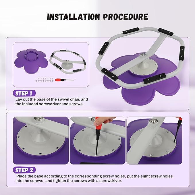 Kids Swivel Chair, Seat and Spinning Chair, Body Coordination Training Chair, Purple Petal Non Slip Sensory Toys 360° Spinning Chair for Autistic Kids Aged 3+, Improving Toddler's Physical Fitness - LeafyLoom