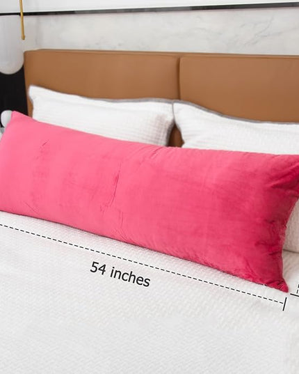 Body Pillows for Adults, Long Pillow for Bed, Firm Large Body Pillow with Velvet Cover for Side Sleeper, 20x54 Inches (Red) - LeafyLoom