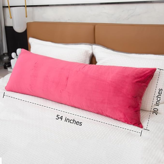 Body Pillows for Adults, Long Pillow for Bed, Firm Large Body Pillow with Velvet Cover for Side Sleeper, 20x54 Inches (Red) - LeafyLoom