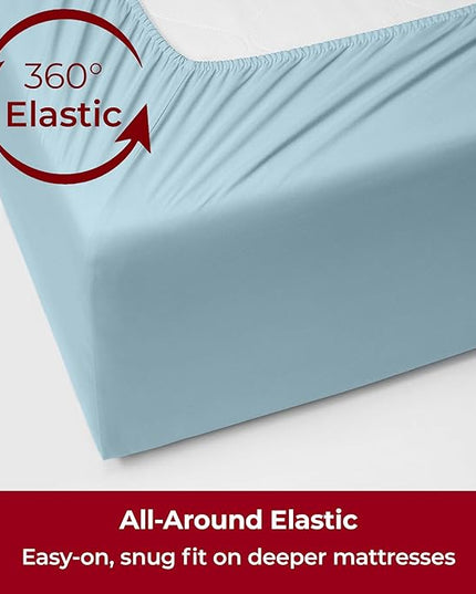 Mellanni Extra Deep California King Sheets - 4 PC Iconic Collection Bedding Sheets & Pillowcases - Hotel Luxury, Ultra Soft, Cooling Bed Sheets - Extra Deep Pocket up to 21 inch (Cal King, Aqua) - LeafyLoom