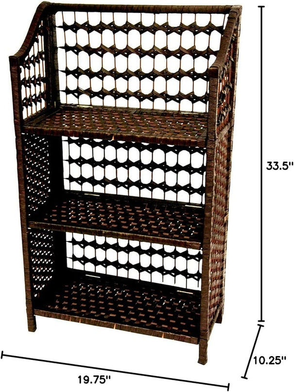 Oriental Furniture 33" Natural Fiber Shelving Unit - Mocha - LeafyLoom