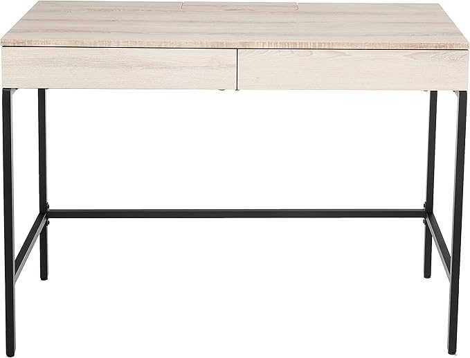Acme Wendral Wooden Top Writing Desk with 2 Drawers in Natural and Black - LeafyLoom