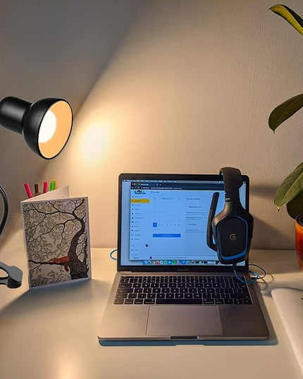 Desk lamp, 360°Rotation Clip on Lamp, Clip On Reading Light, Gooseneck Lamp-On Cable, Portable Clip on Light/Reading Book Light/Clamp Light, Eye-Caring Study clamp for Bedroom Office Home Lighting - LeafyLoom