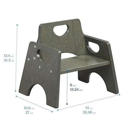 ECR4Kids Stackable Wooden Toddler Chair, 6in, Kids Furniture, Grey Wash, 2-Pack - LeafyLoom
