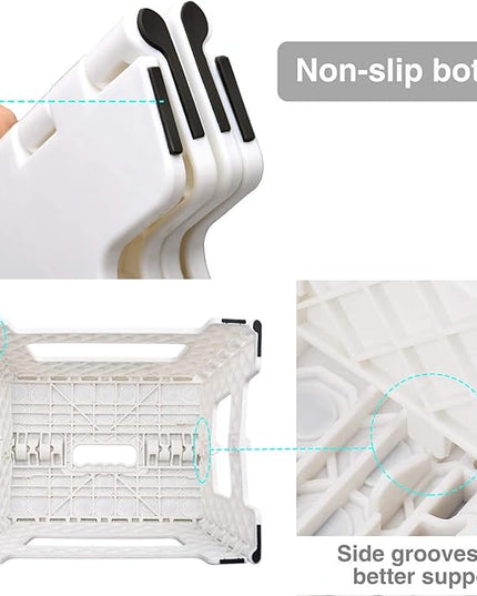 Delxo 9” Folding Step Stool in White,1 Pack Premium Heavy Duty Foldable Stool for Kids,Portable Collapsible Plastic Step Stool,Non Slip Folding Stools for Kitchen Bathroom Bedroom - LeafyLoom