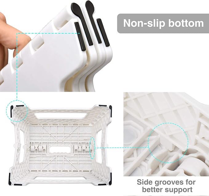 Delxo 9” Folding Step Stool in White,1 Pack Premium Heavy Duty Foldable Stool for Kids,Portable Collapsible Plastic Step Stool,Non Slip Folding Stools for Kitchen Bathroom Bedroom - LeafyLoom